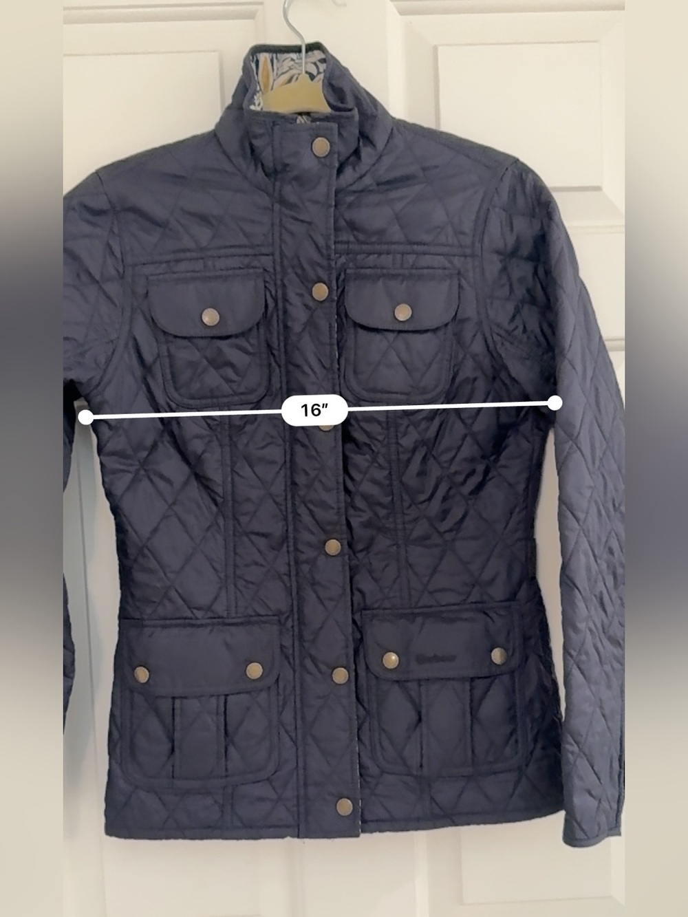 Barbour Manderston 4 pocket William Morris Navy quilted jacket. Size 4 - Picture 8 of 15